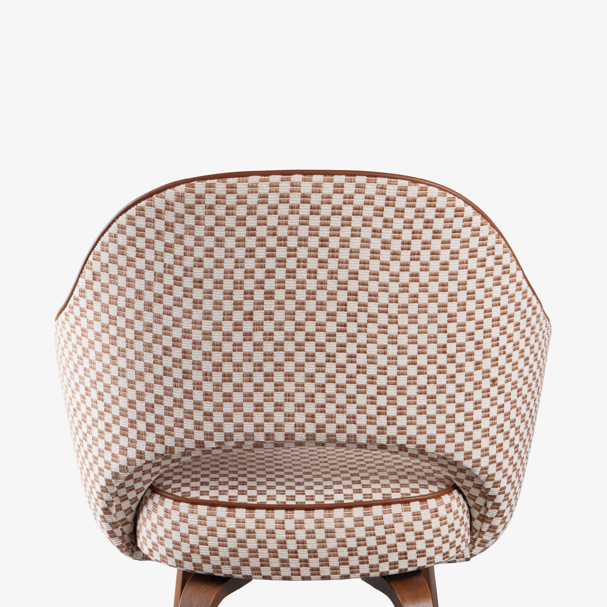 Knoll Saarinen Executive Arm Chairs in Schumacher Fabric, Leather, & Walnut For Sale 1