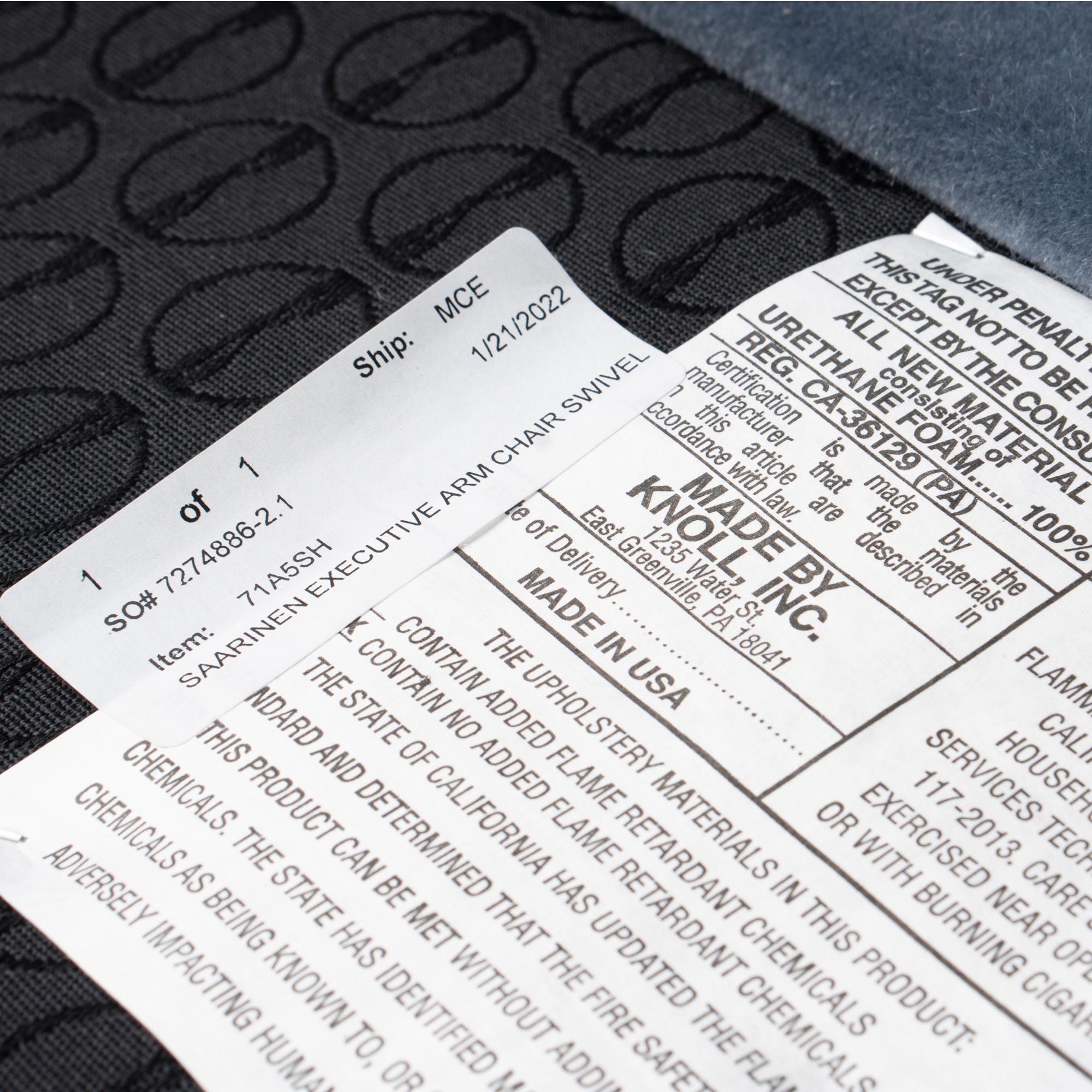 Knoll Saarinen Chefsessel aus Schieferblauem Mohair mit drehbarem Untergestell im Angebot 5