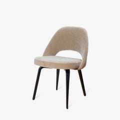 Knoll Saarinen Executive Armless Chairs in Sand Mohair, Ebony Legs - Set of 6