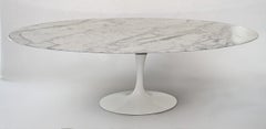 Knoll Saarinen Oval Carrara Marble Top Pedestal Dining Table 96"