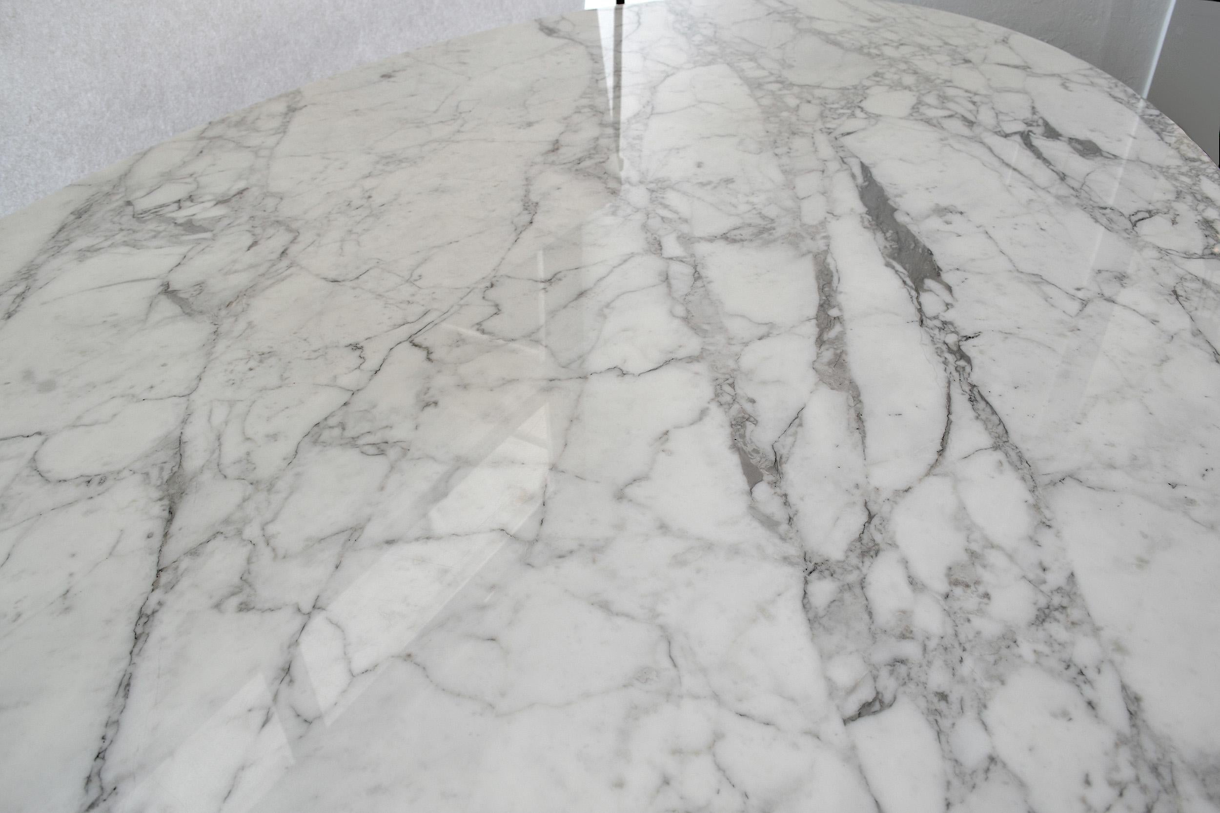 American Knoll Saarinen Oval Carrara Marble Top Pedestal Dining Table 96