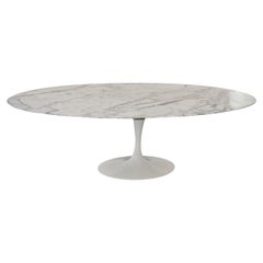 Knoll Saarinen Oval Carrara Marble Top Pedestal Dining Table 96" 