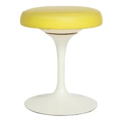 Knoll Saarinen Stool, Yellow, White, Swivel, Signed
