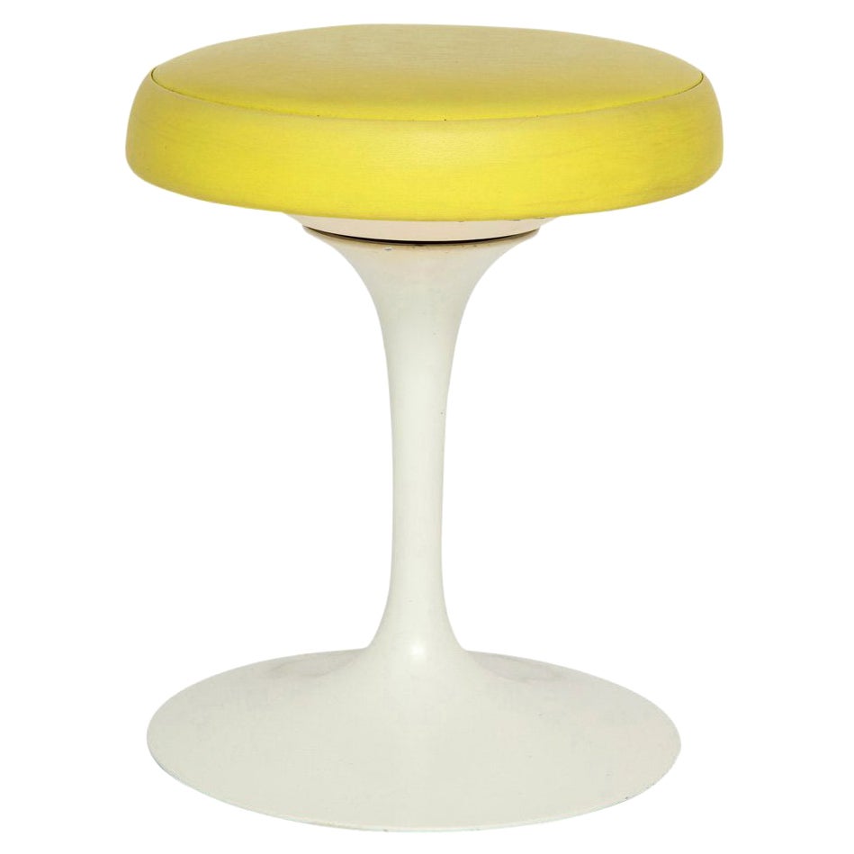 Knoll Saarinen Stool, Yellow, White, Swivel, Signed For Sale