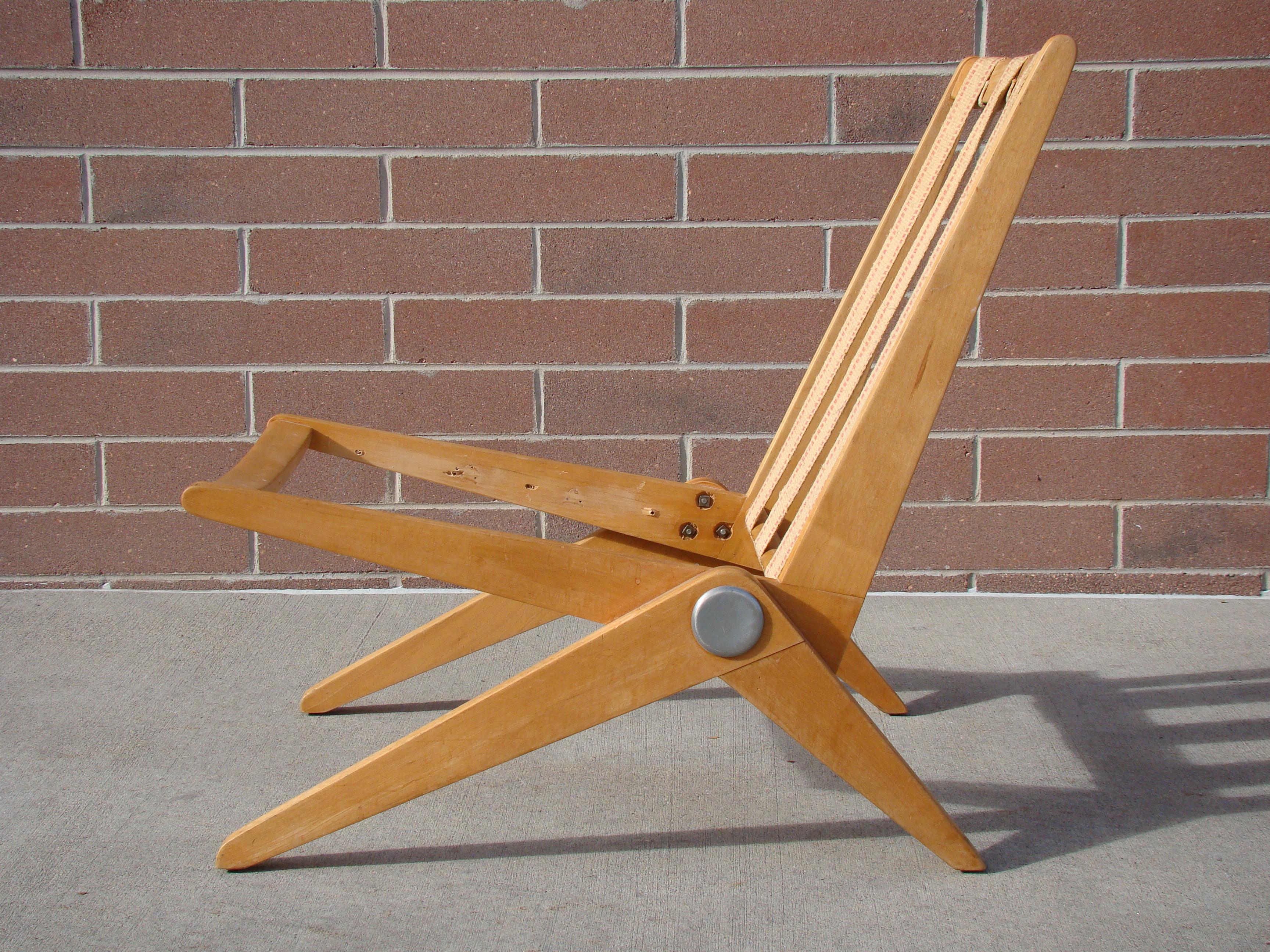 American Knoll Scissor Chair by Pierre Jeanneret, circa 1956 USA