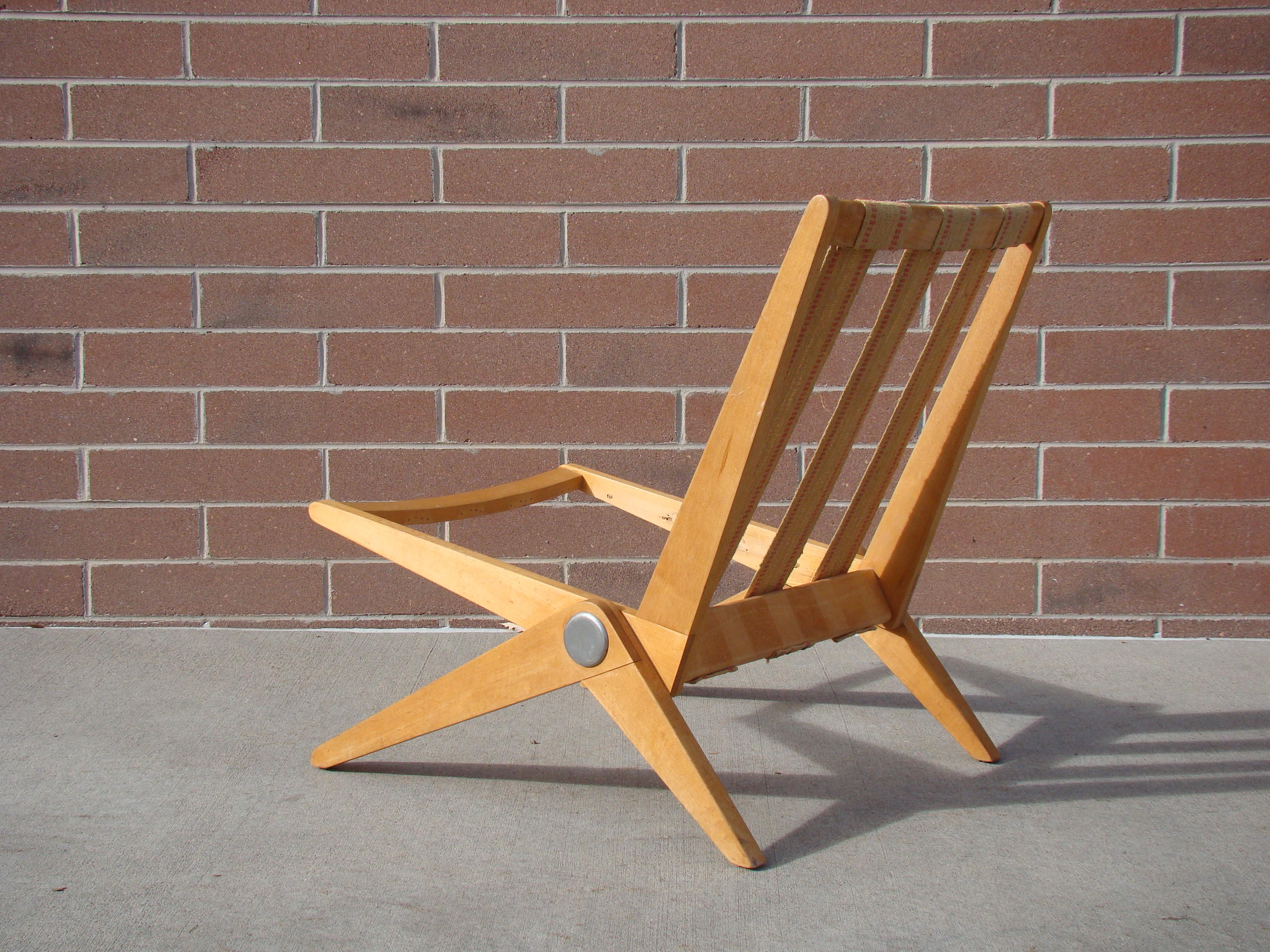 Knoll Scissor Chair by Pierre Jeanneret, circa 1956 USA In Good Condition In Denver, CO