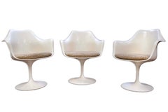 Knoll Set of 3 Saarinen Tulip Arm Chairs w Cushions Vintage Mid Century Modern