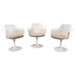 Knoll Set of 3 Saarinen Tulip Arm Chairs w Cushions Vintage Mid Century Modern