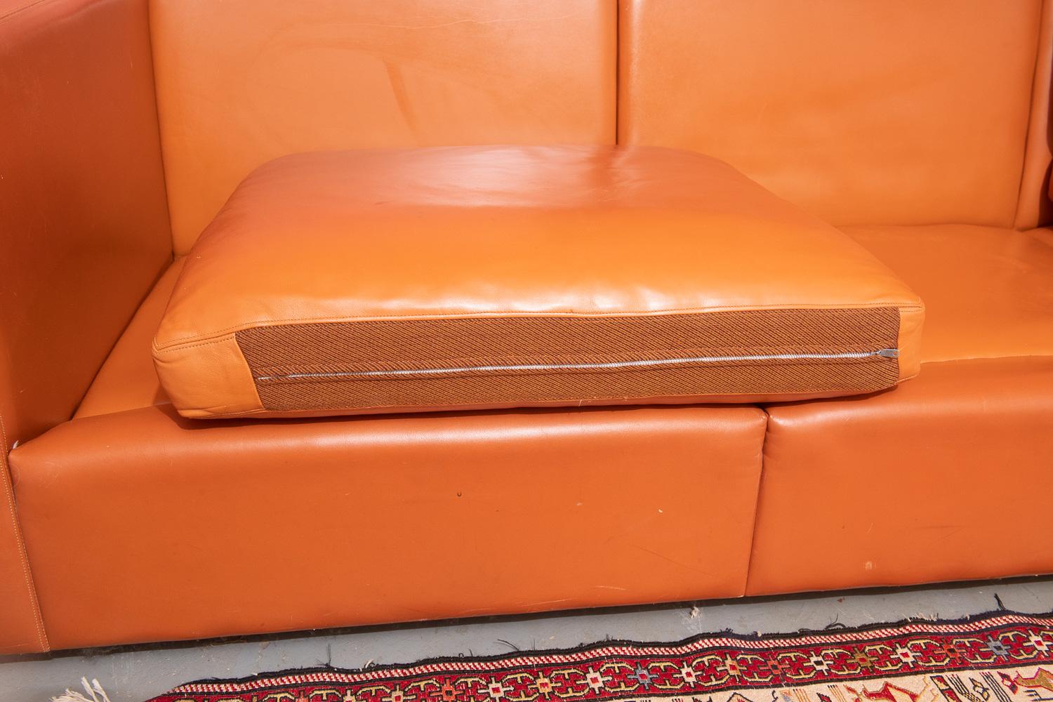 Mid-Century Modern Knoll Sofa by Charles Pfister 1971 Original Sabrina Leather, #1, '2 Available' For Sale