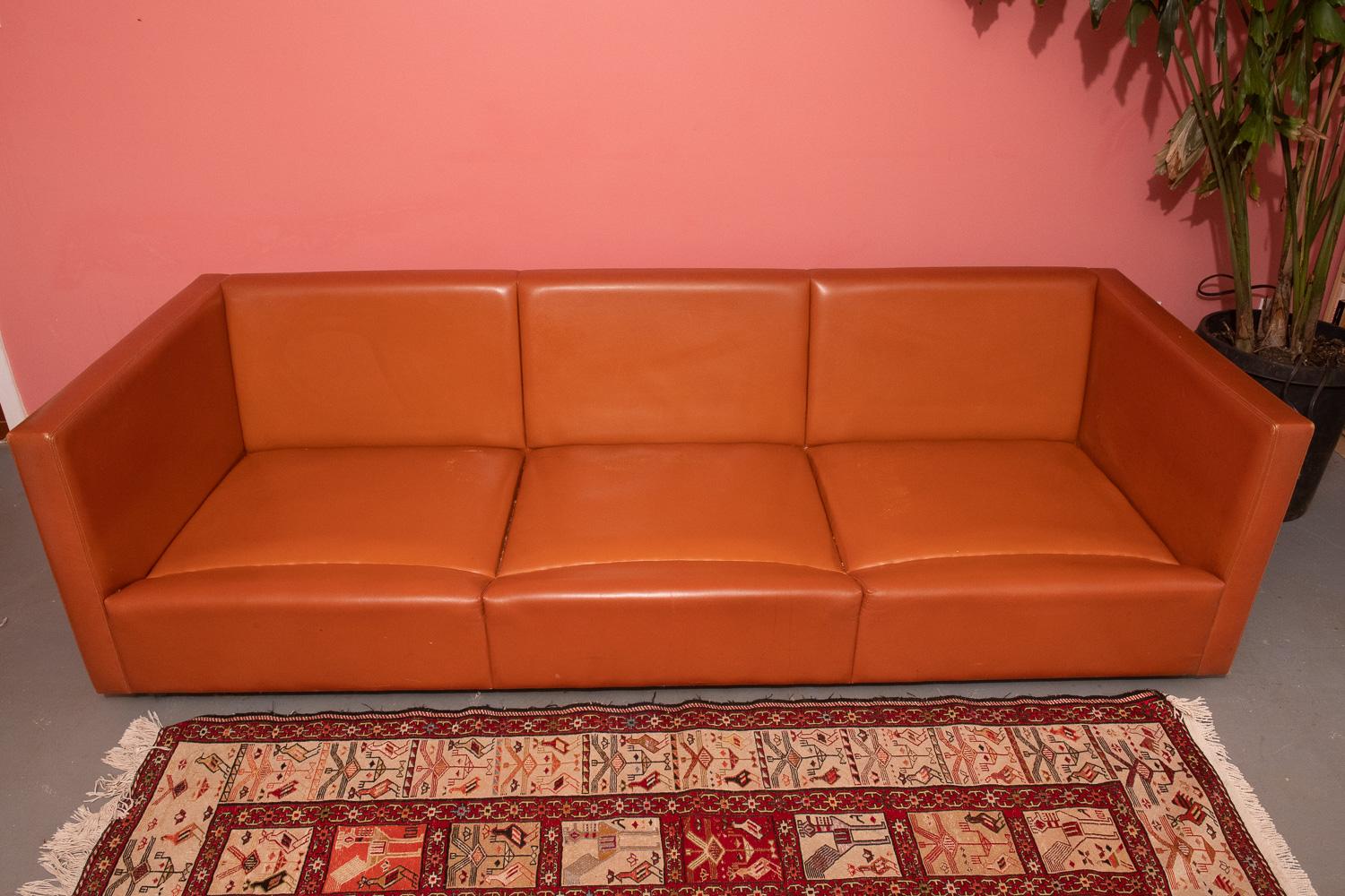 Knoll Sofa by Charles Pfister 1971 Original Sabrina Leather, #1, '2 Available' For Sale 1