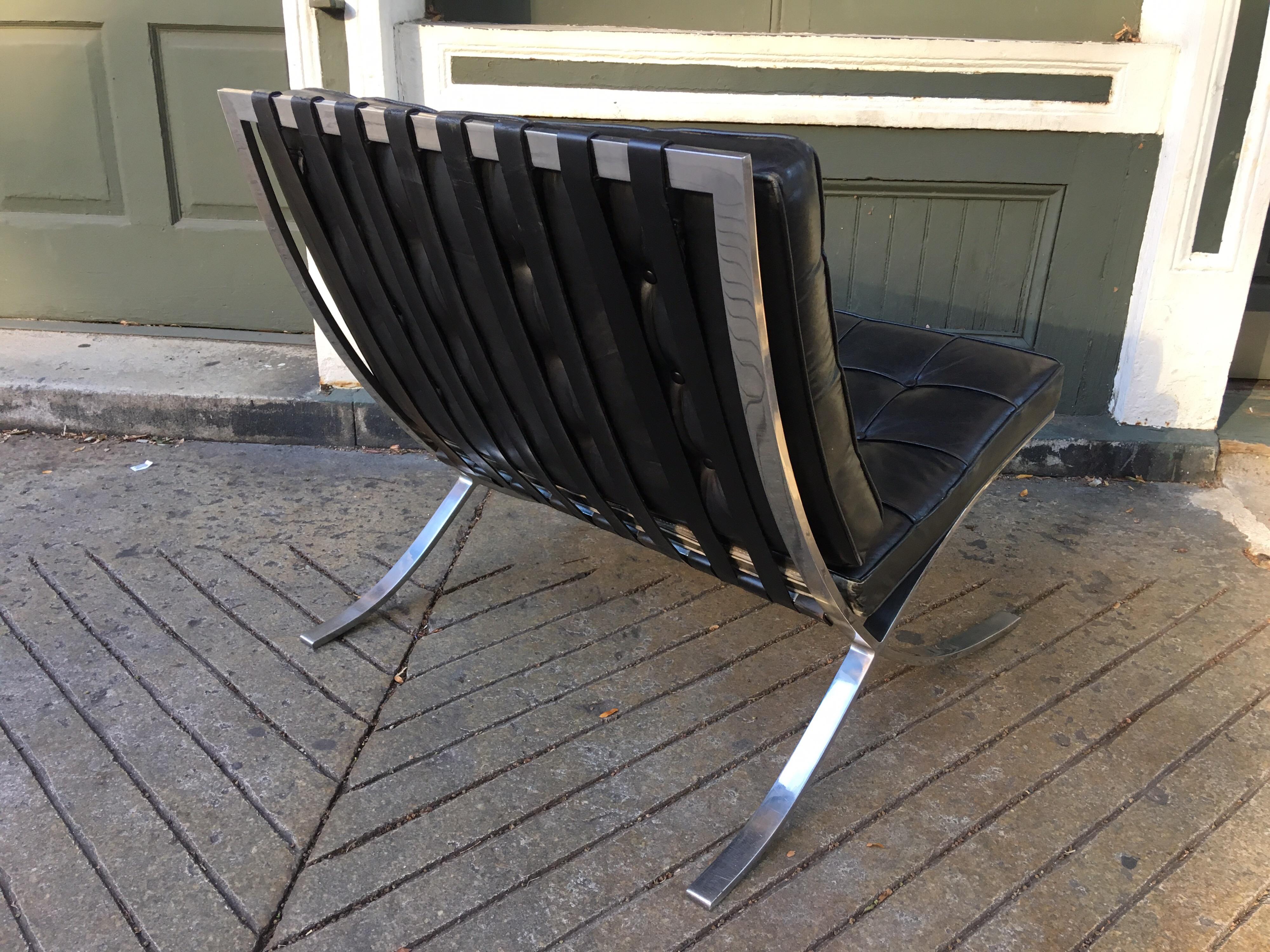 Knoll Stainless Steel Barcelona Chair In Good Condition In Philadelphia, PA