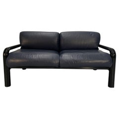 Knoll Studio 2-Seat Compact Sofa – In Dark Navy Blue Leather