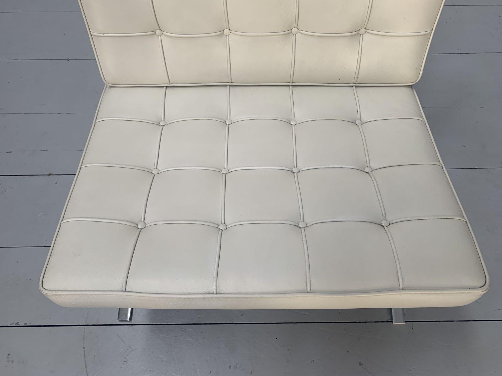 Knoll Studio “Barcelona” Lounge Chair & Ottoman” Suite in Ivory Leather 8