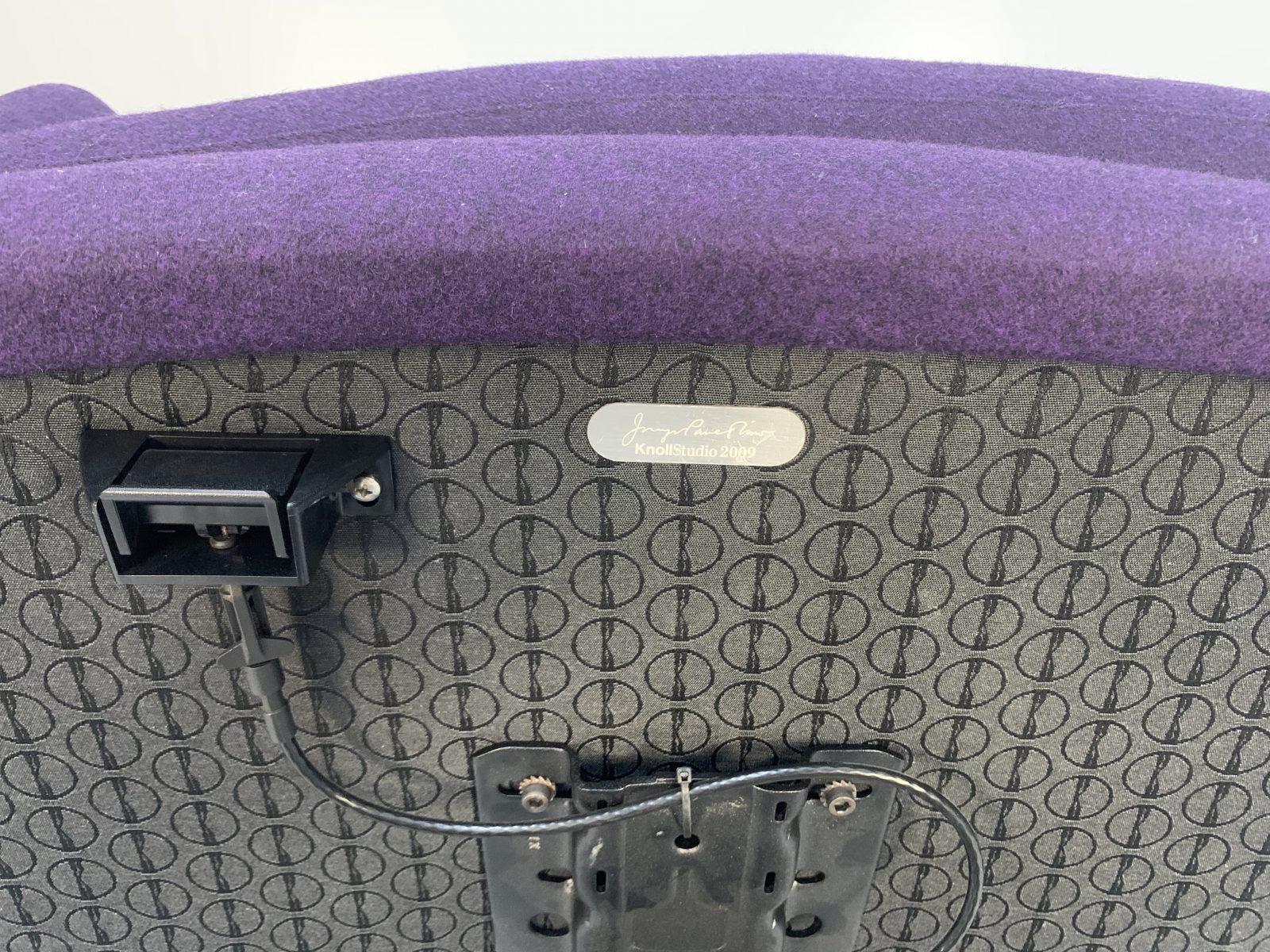 Contemporary Knoll Studio “D’Urso” Lounge Chair Swivel Armchair in Purple Wool