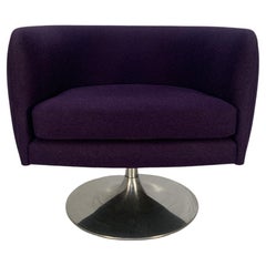 Knoll Studio “D’Urso” Lounge Chair Swivel Armchair in Purple Wool