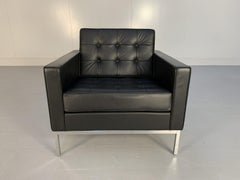 Knoll Studio “Florence Knoll” Lounge Chair Armchair – In Black “Volo” Leather