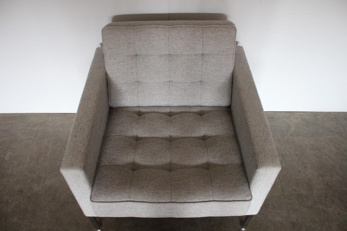 Contemporary Knoll Studio “Florence Knoll” Lounge Chair Armchair in Grey Wool For Sale