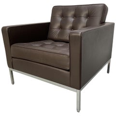 Knoll Studio “Florence Knoll” Lounge Chair Armchair in “Sabrina” Mahogany Brown