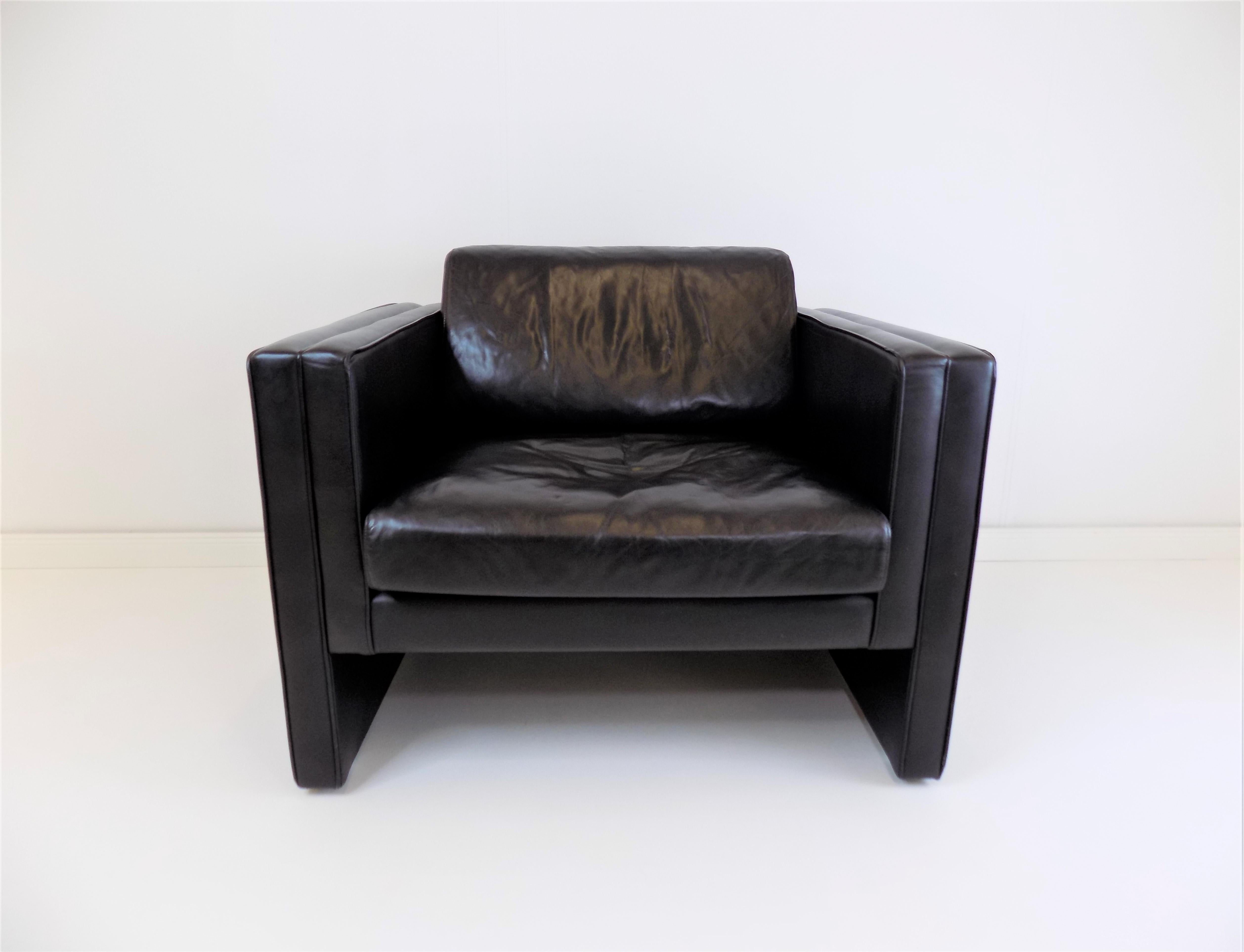 Mid-Century Modern Knoll Studio Line Leather Armchair by Jürgen Lange