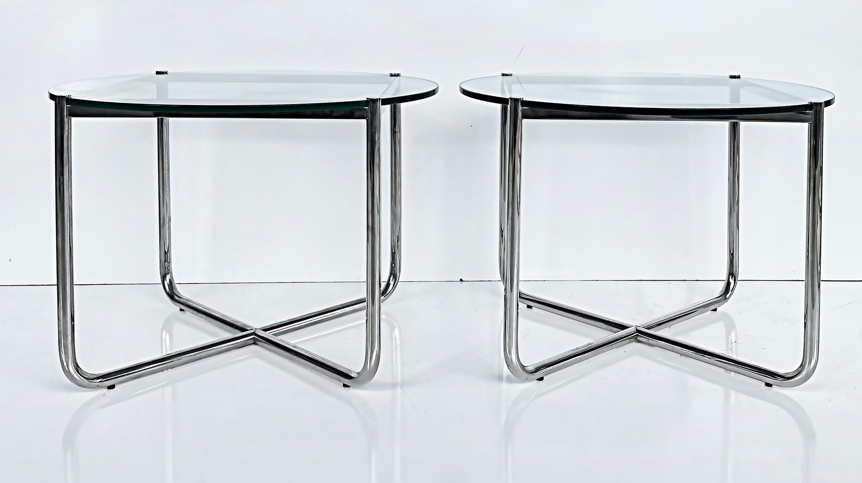 Knoll Studio Mies Van De Rohe MR Side Tables in Stainless with Glass Tops, Pair 2