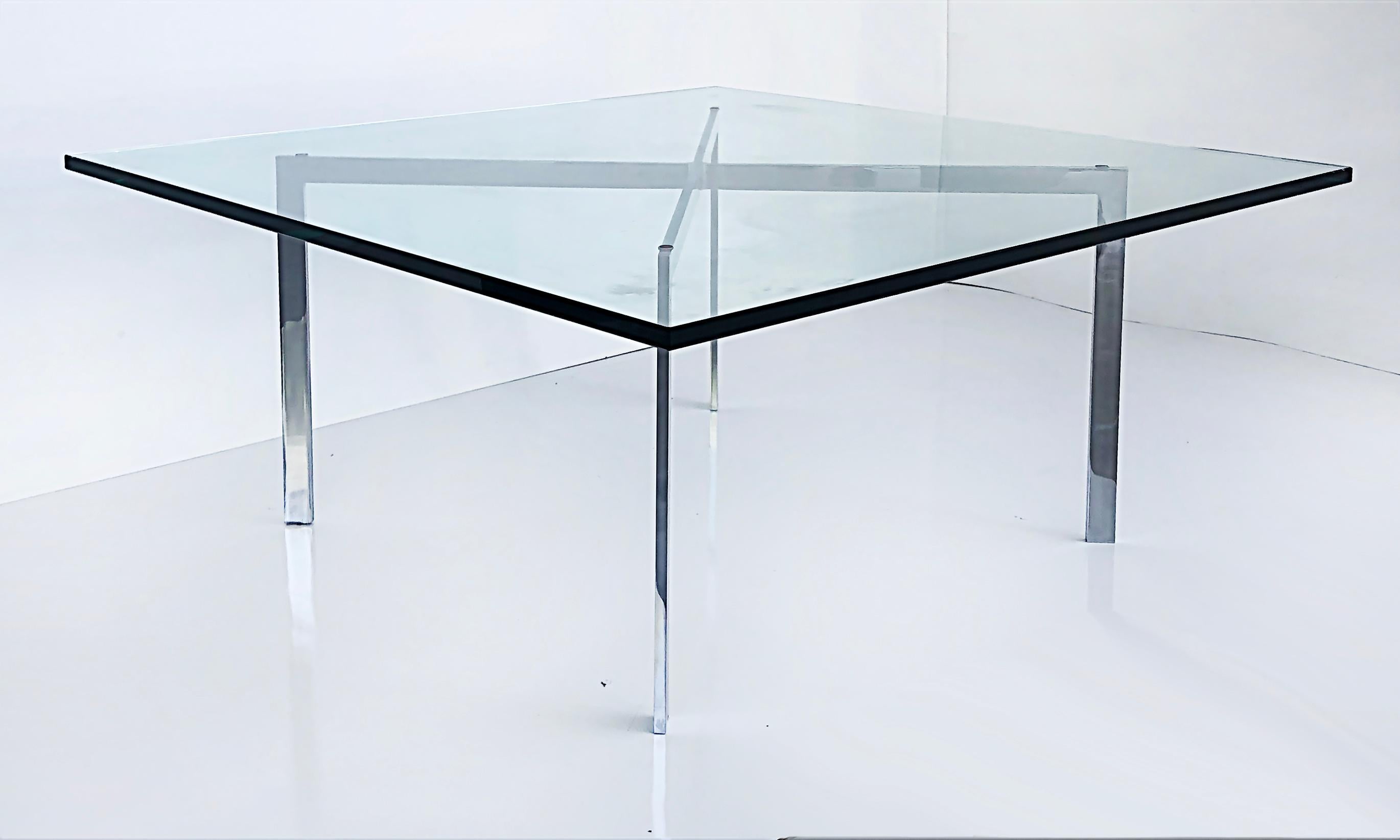 Mid-Century Modern Knoll Studio Mies Van Der Rohe Barcelona Coffee Table with Glass Top