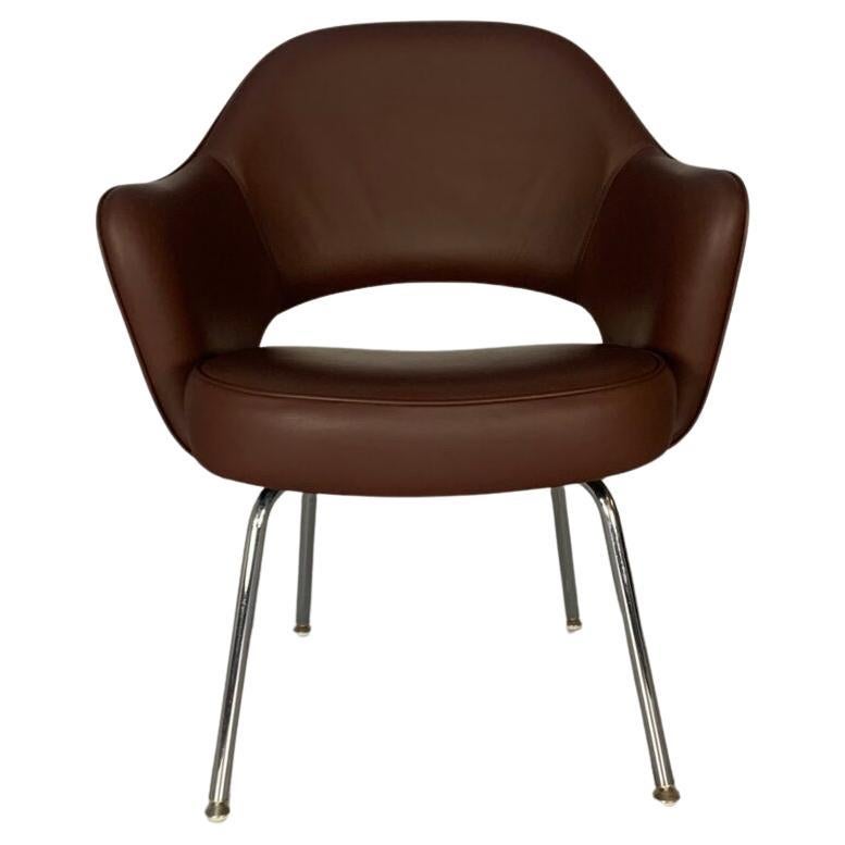 Knoll Studio "Saarinen Executive" Armchair - In "Volo" Brown Leather For Sale