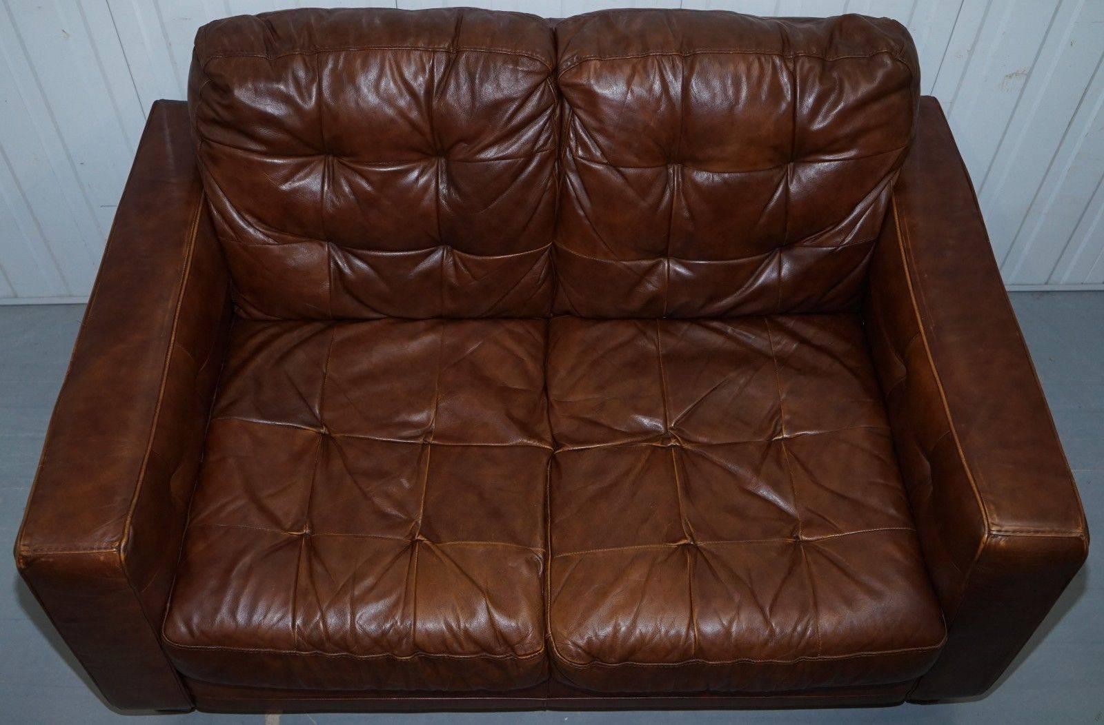 buttoned leather sofa