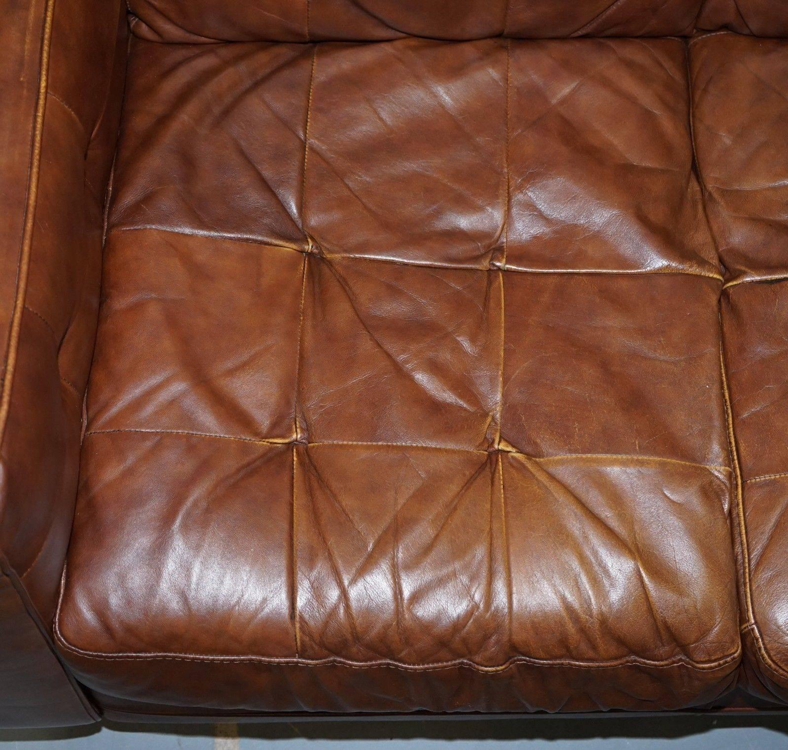 aged leather sofa