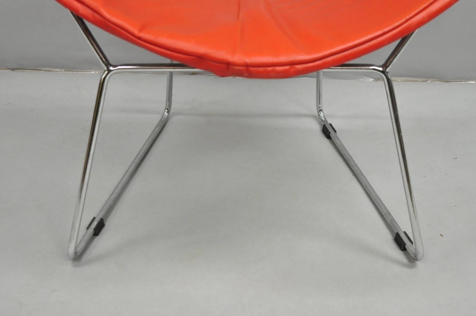 Loungesessel im Knoll-Stil Bertoia Chromdraht Metall Diamant Loungesessel mit rotem Kissen im Zustand „Gut“ im Angebot in Philadelphia, PA