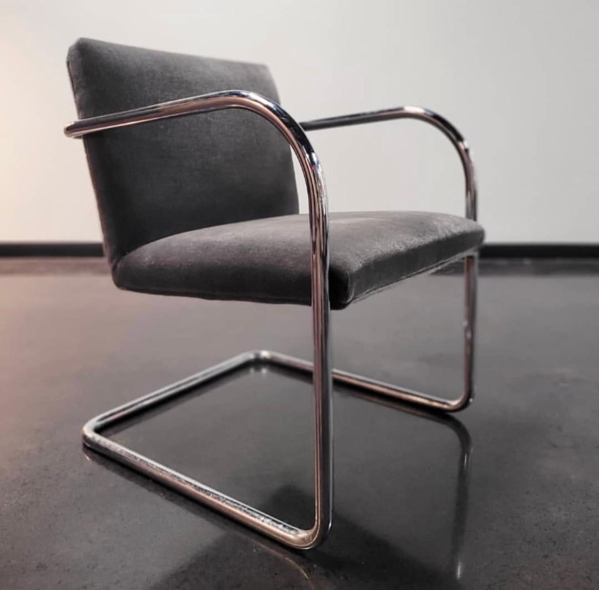 Beautiful Knoll style Brno chair set of 2. Stainless steel sled base.