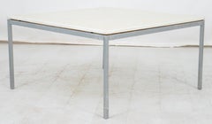 Knoll Style Chrome and Faux Marble Coffee Table