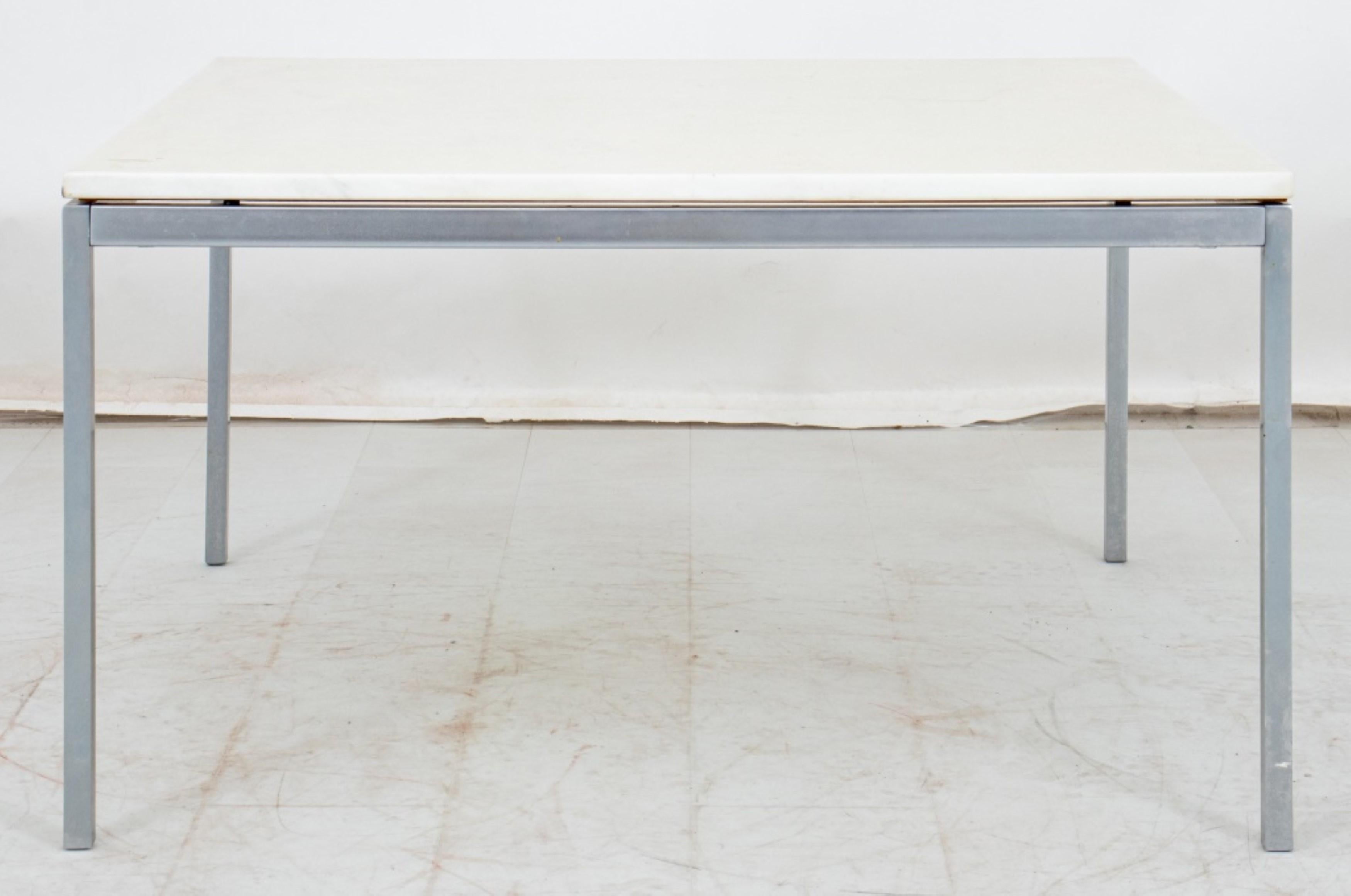 Knoll Style Chrome and Faux Marble Coffee Table In Good Condition For Sale In New York, NY