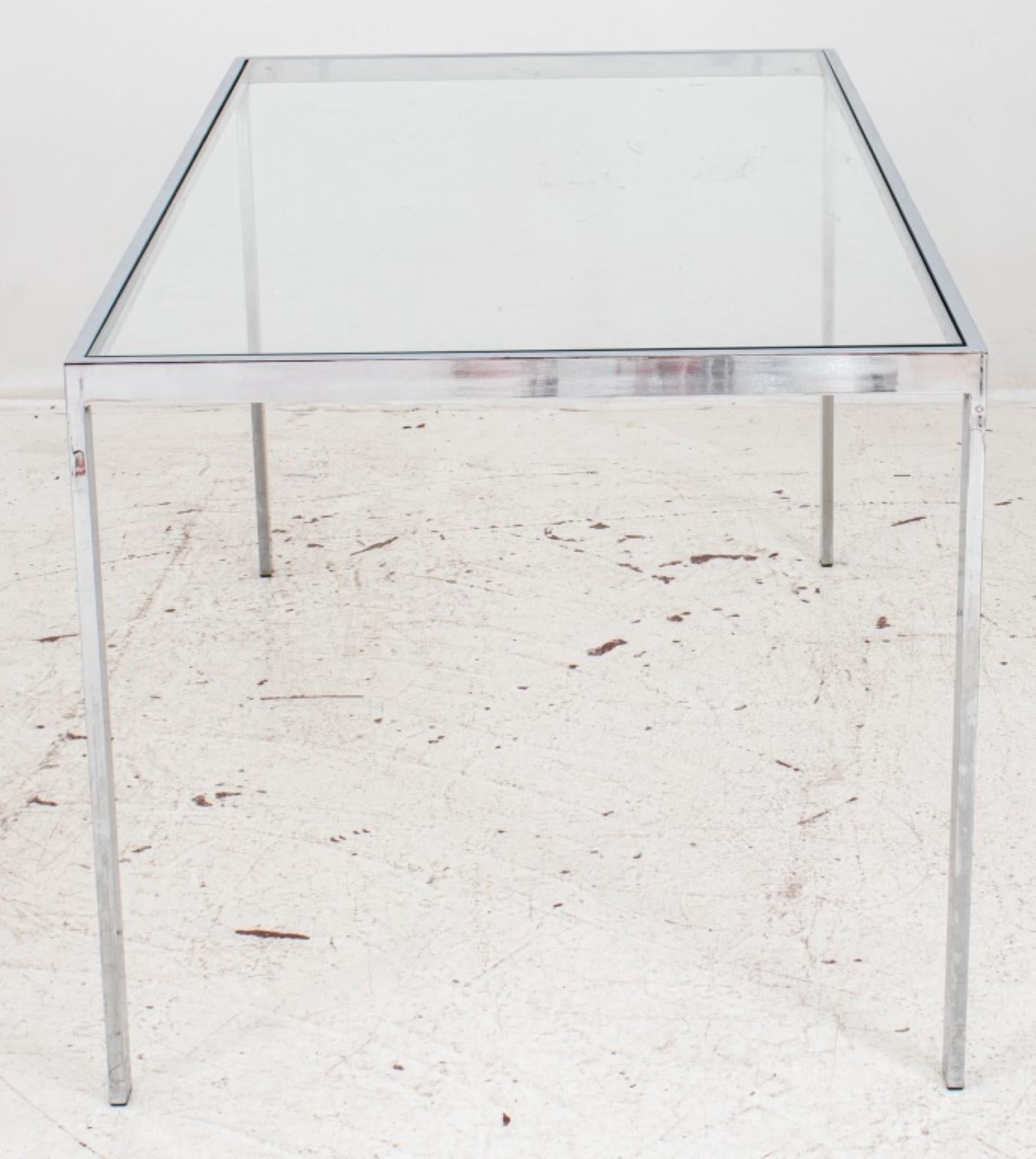 European Knoll Style Chrome and Glass Table For Sale