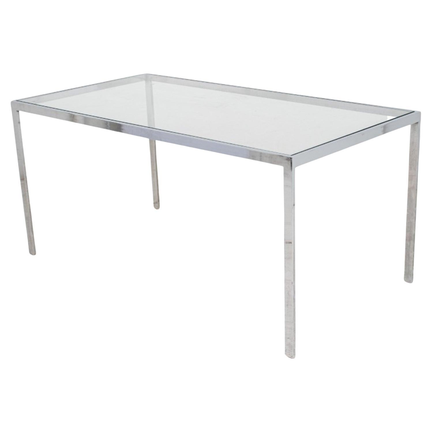 Knoll Style Chrome and Glass Table For Sale