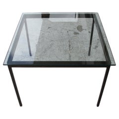 Nicos Zographos Mesa de centro con base de bronce y tapa de cristal