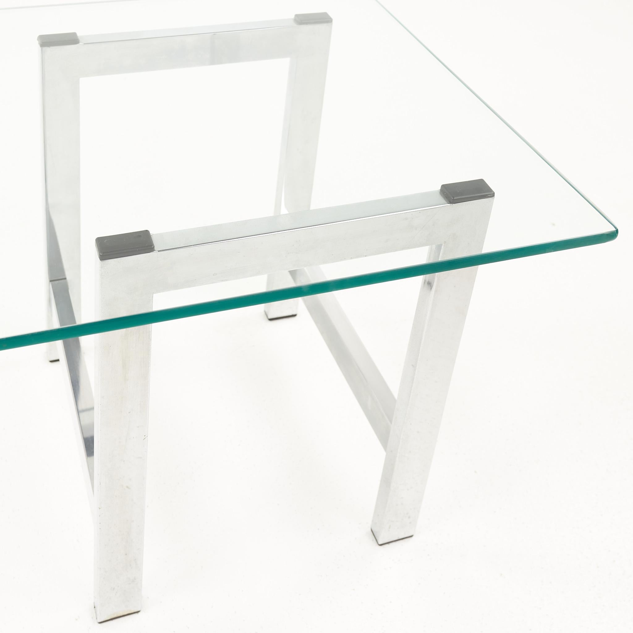 Late 20th Century Knoll Style Mid Century Chrome and Glass Side Table For Sale