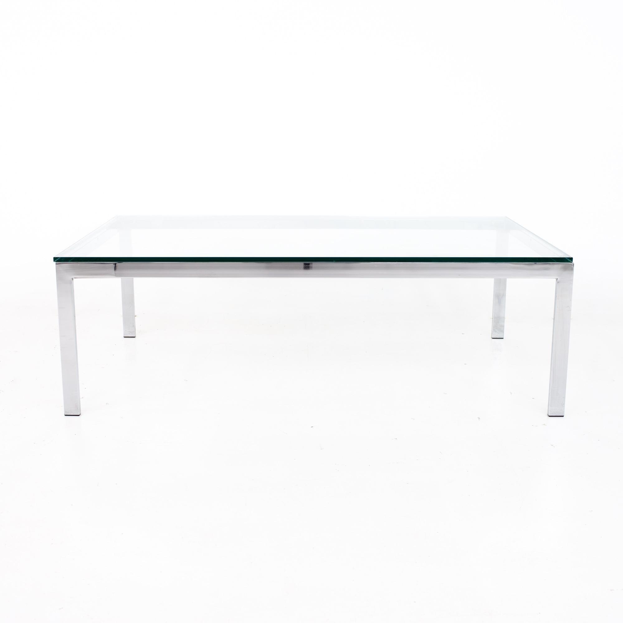 Mid-Century Modern Knoll Style Mid Century Glass and Chrome Coffee Table