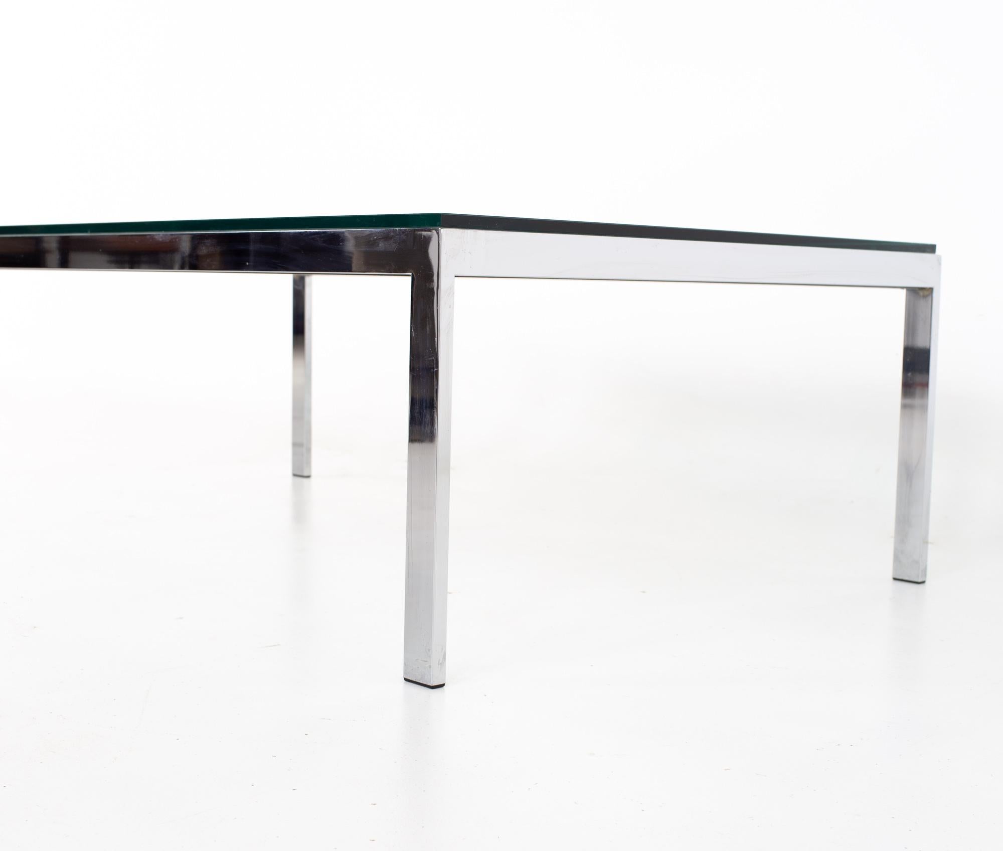 American Knoll Style Mid Century Glass and Chrome Coffee Table