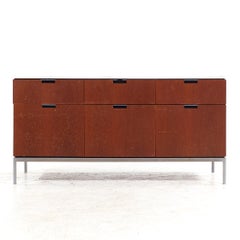 Knoll Style Mid Century Walnut and Marble Top File Credenza