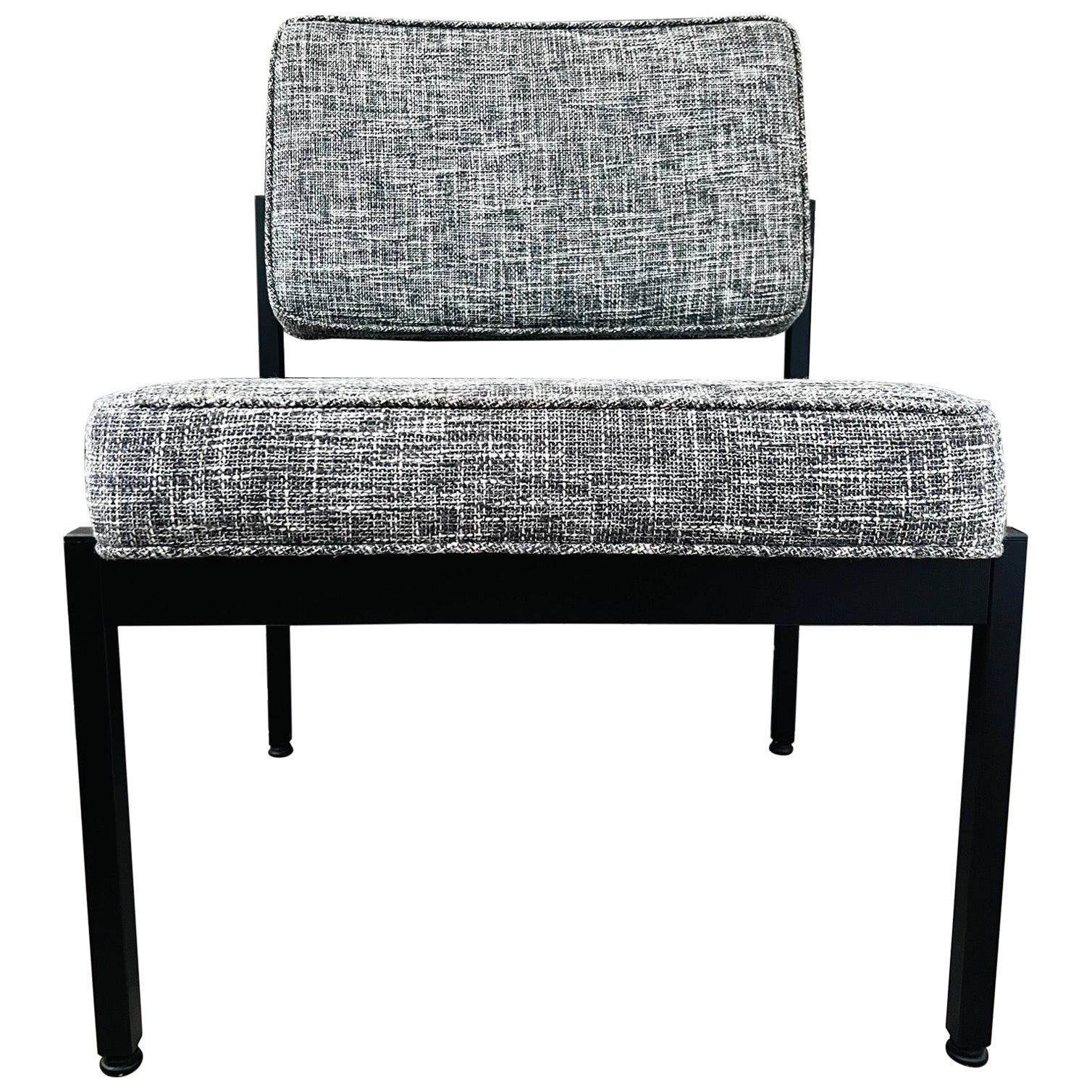Knoll Style Office Chair in Black and Ivory Tweed, c. 1970's