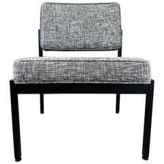 Knoll Style Office Chair in Black and Ivory Tweed, c. 1970's
