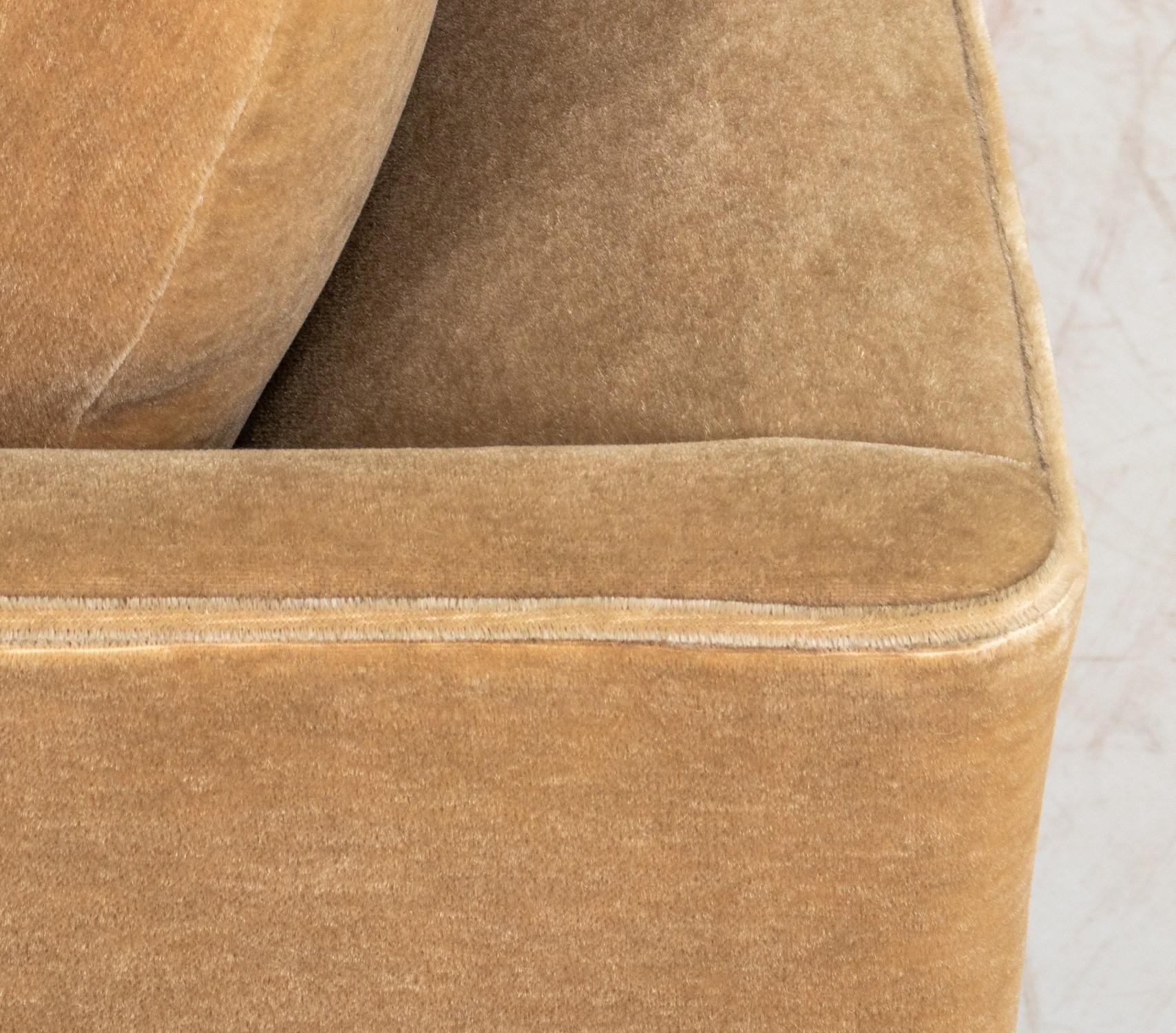 American Knoll Style Sage Green Velvet Upholstered Sofa For Sale