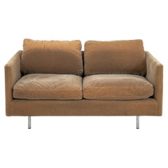 Vintage Knoll Style Sage Green Velvet Upholstered Sofa