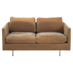 Knoll Style Sage Green Velvet Upholstered Sofa