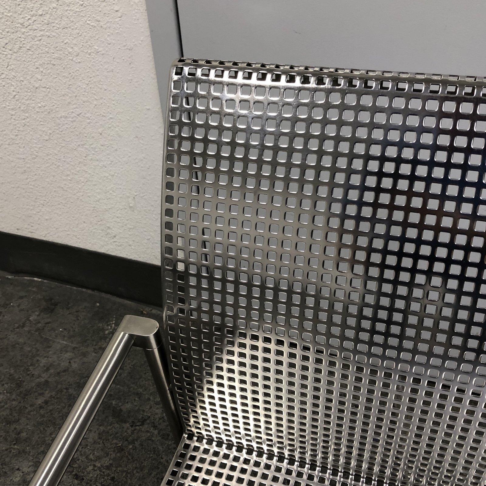 Knoll Style Stainless Steel Armchair In Good Condition For Sale In San Francisco, CA