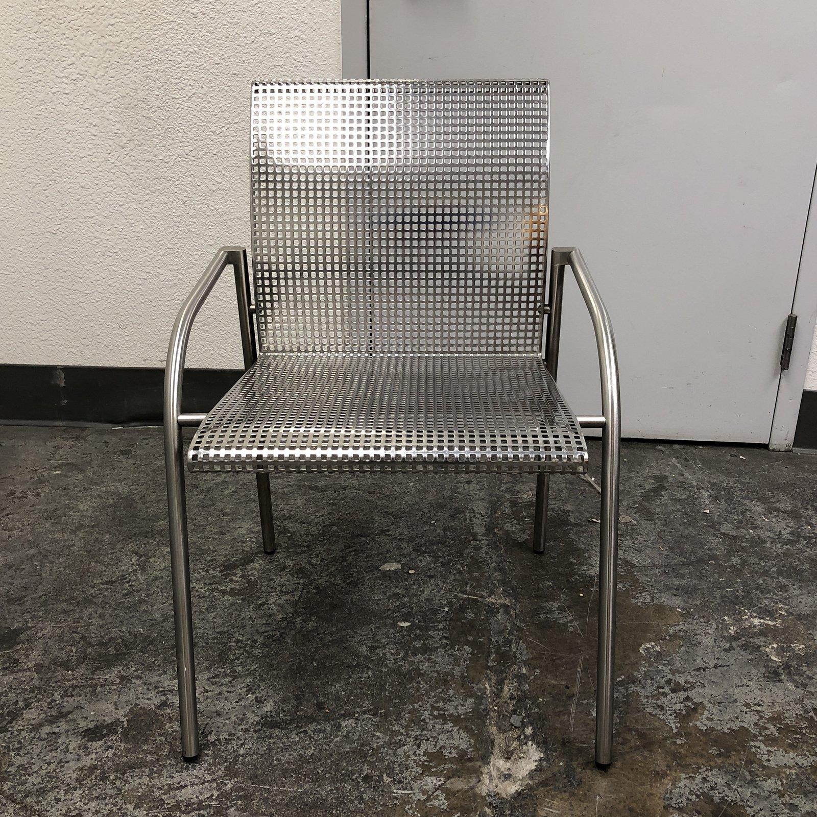 Contemporary Knoll Style Stainless Steel Armchair For Sale