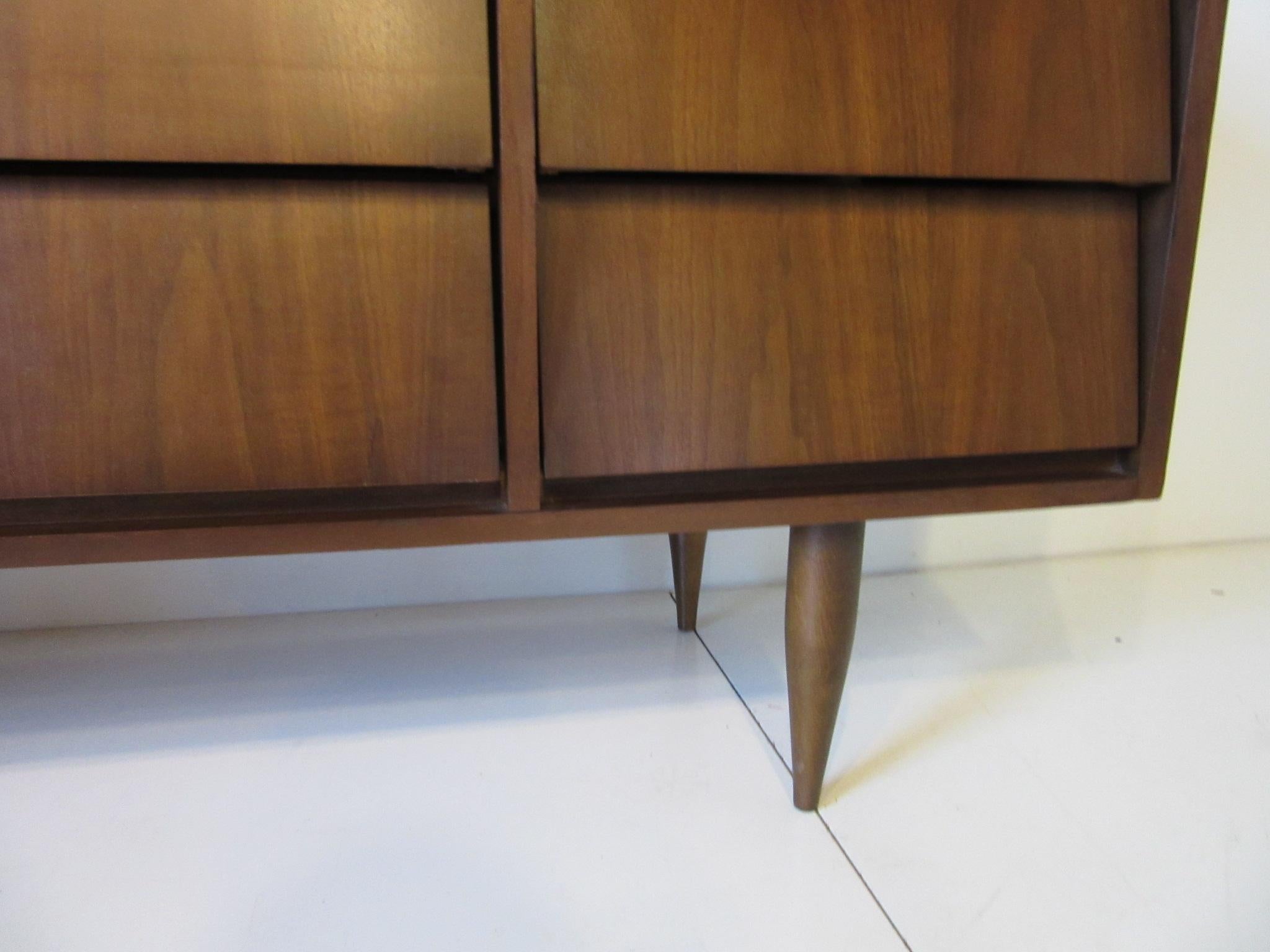 20th Century Knoll Styled Walnut Long Dresser or Chest