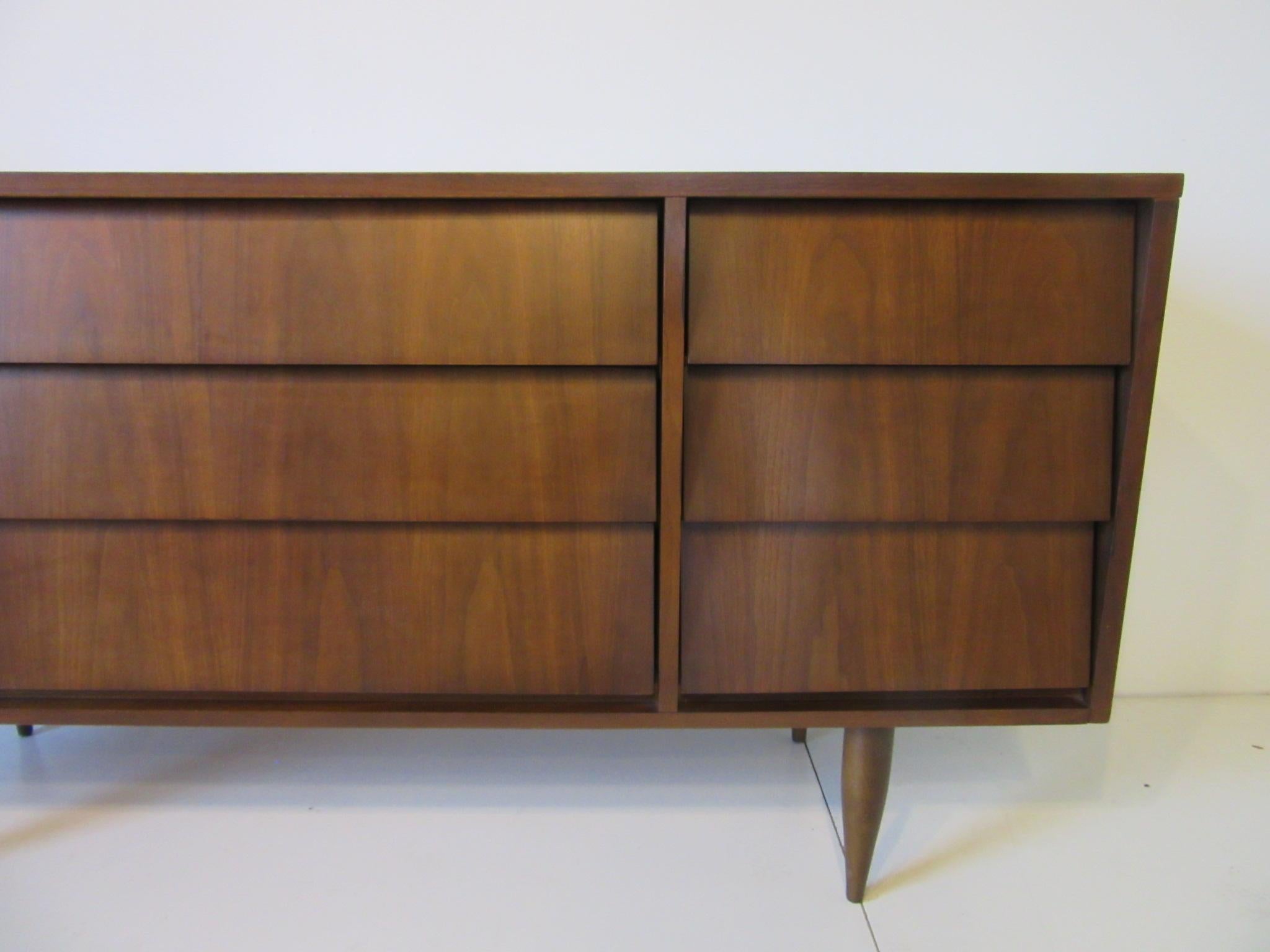 Knoll Styled Walnut Long Dresser or Chest 2