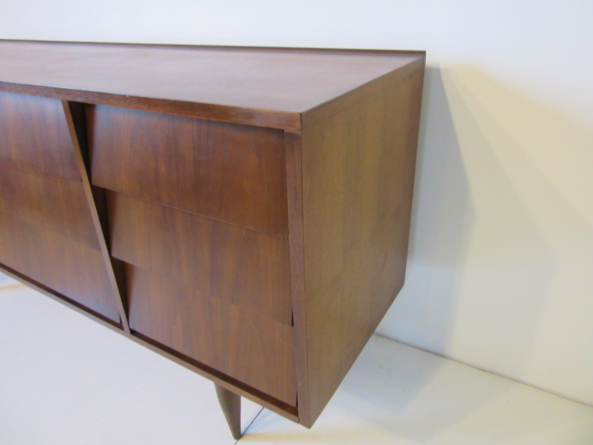 Knoll Styled Walnut Long Dresser or Chest 3