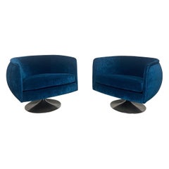 Knoll Swivel Club Chairs by Joe D’urso in Velvet